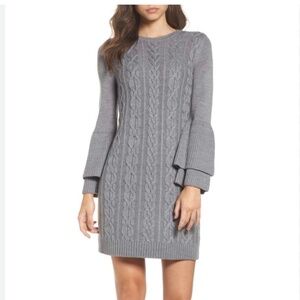 Eliza J. Grey Cable Knit Sweater Dress